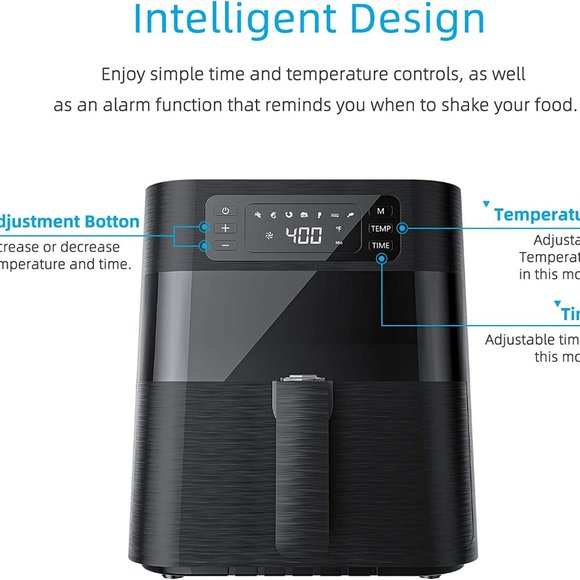 Kuppet Air Fryer w/ 6 Presets 1700W - Black Stainless Steel - Picture 5 of 8